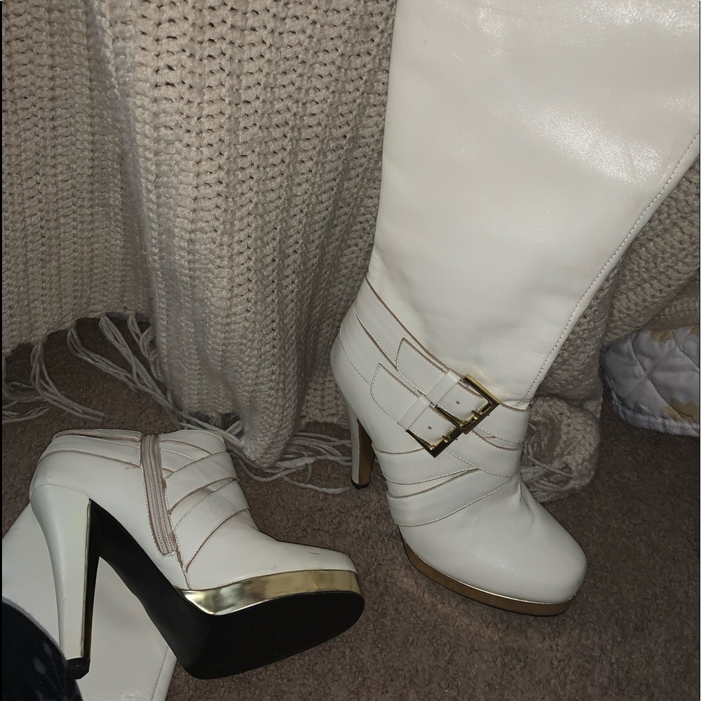 White Knee High Boots